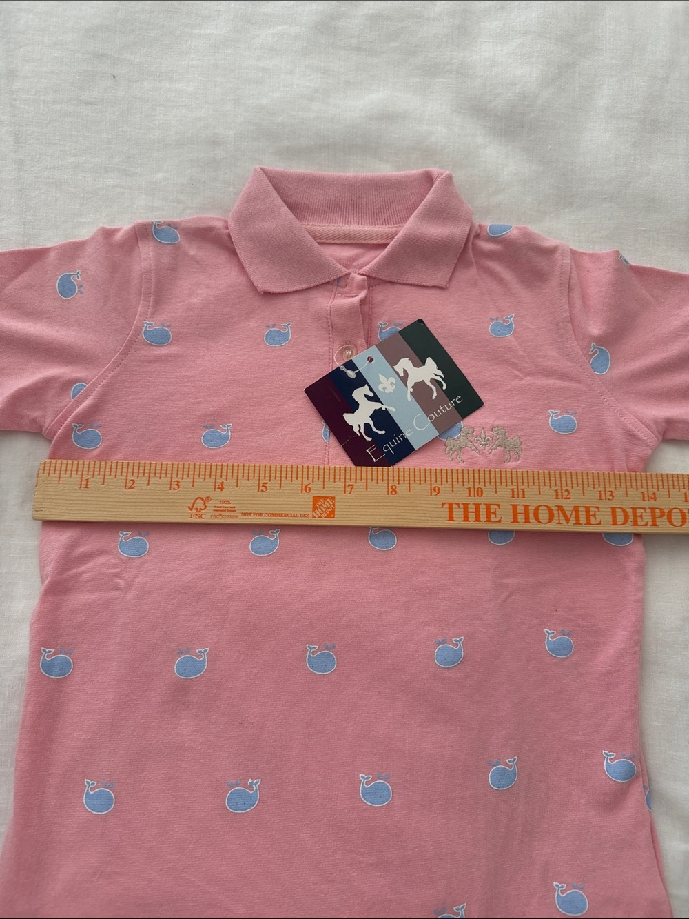 Equine Couture Girls' Pink Long-Sleeve Polo with Blue Whales. Sz S NWT - Picture 11 of 12